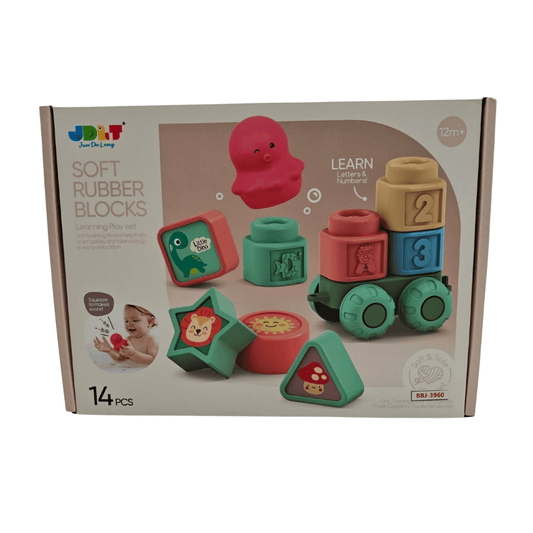2 in 1 Soft Rubber Building Blocks Set – For Kids 12 Months+ - Nesh Kids Store