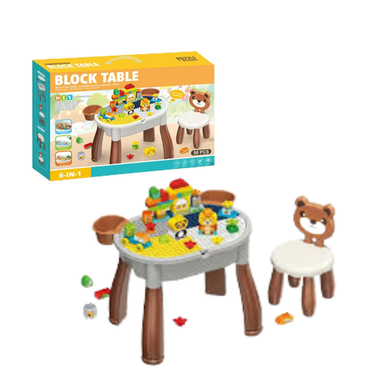 6-in-1 Block Activity Table & Chair Set – 50 Pieces (3+) - Nesh Kids Store