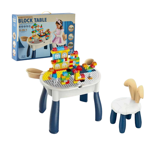 6-in-1 Block Table Set with Chair & 109 Blocks (3+) - Nesh Kids Store