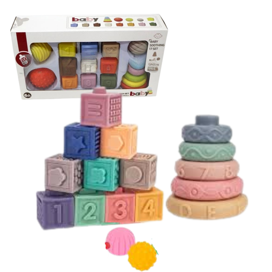 Baby Soft Rubber Ball Stacking Blocks – 17PCS - Nesh Kids Store