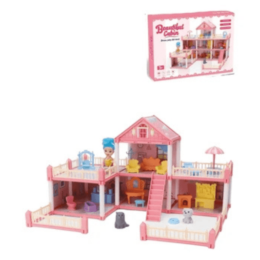 Beautiful Cabin Dollhouse – DIY Furniture Playset for Girls - Nesh Kids Store