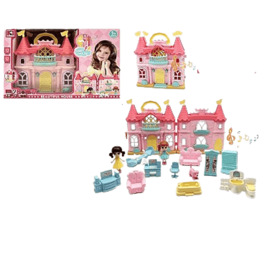 Dollhouse with 12 essential furniture & accessory pieces 3+ - Nesh Kids Store