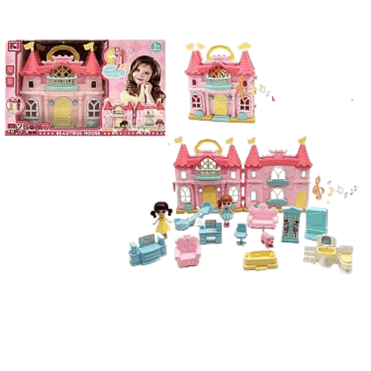 Dollhouse with 12 essential furniture & accessory pieces 3+ - Nesh Kids Store