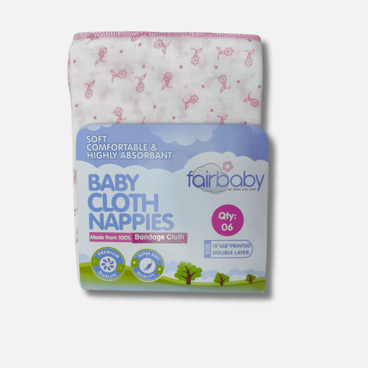 Fairbaby 18'' x 18'' Bandage Cloth Fabric Printed Nappies (6 Pcs) - Nesh Kids Store