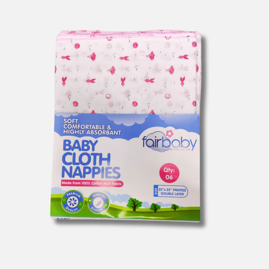 Fairbaby 22'' x 22"" Mull Fabric Nappies (6 Pcs) - Nesh Kids Store