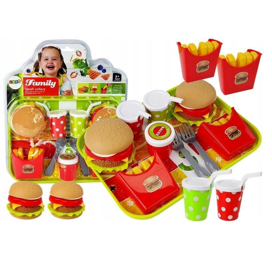 Hamburger and Fries Set with Tray – 3+ Kids Pretend Play Set - Nesh Kids Store