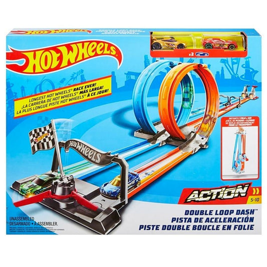 Hot Wheels Double Loop Dash Track Set - Nesh Kids Store