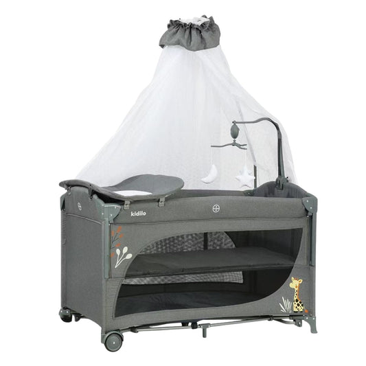 Kidilo Bed Side Travel Cot T - 704L - GREY - Nesh Kids Store