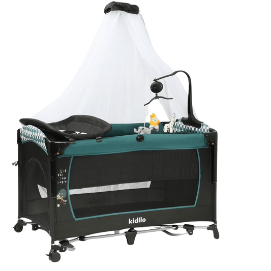 Kidilo Bed side Travel Cot UP650A - GREEN - Nesh Kids Store