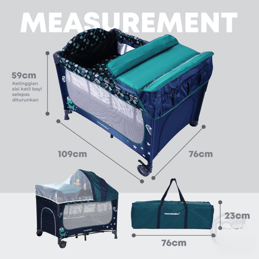 Mamakiddies Baby Travel Cot+Bed side - Nesh Kids Store