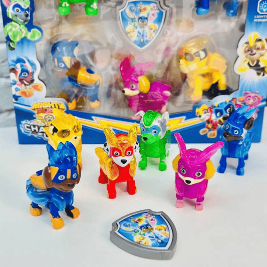 Paw Patrol Glowing Toy Set – 6 Glowing Figures & Badge - Nesh Kids Store