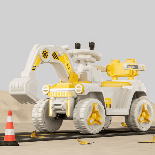Rechargeable Kids Ride - On Excavator – Yellow & White - Nesh Kids Store