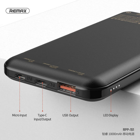 Remax Fast Charging Powerbank 10000mAh (RPP-151) - Nesh Kids Store