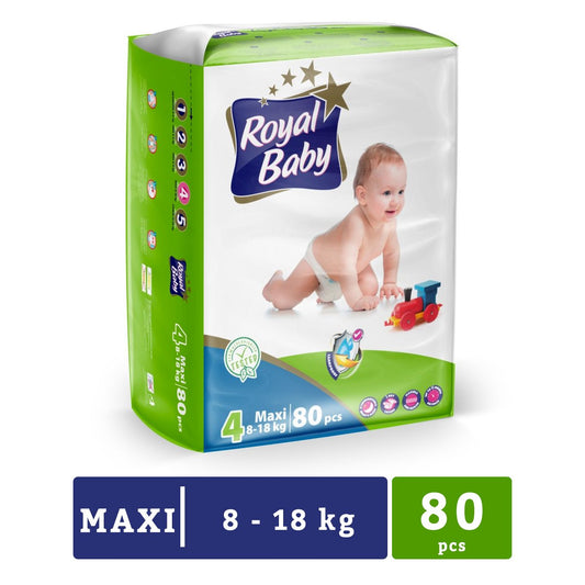 Royal Baby - Maxi (8-18KG) Baby Diapers - 80 Pc Pack - Nesh Kids Store