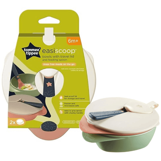 Tommee Tippee Easy Scoop Feeding Bowls with Travel Lid and Spoon, Pack of 2 - Nesh Kids Store