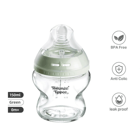 Tommee Tippee Natural Start Glass Baby Bottle 150ml,BPA Free - Nesh Kids Store
