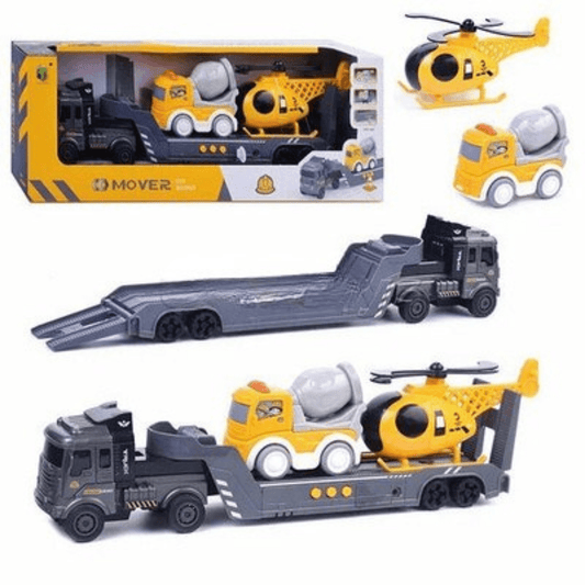 Toy Truck Mover Set with Mixer & Helicopter – For Kids 3+ - Nesh Kids Store