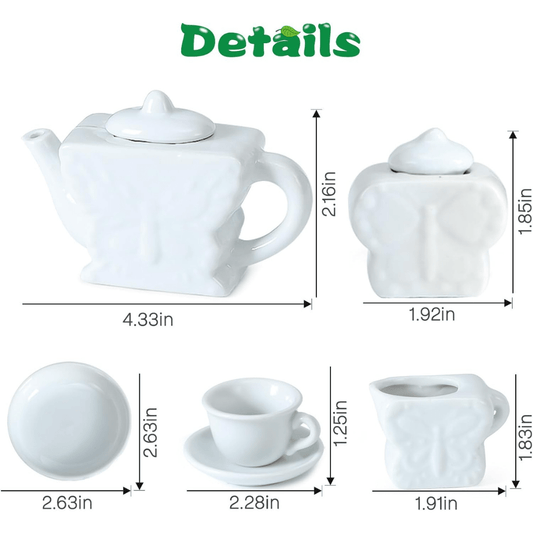 15Pcs Paint Your Own Ceramic Tea Party Pretend Set 3+