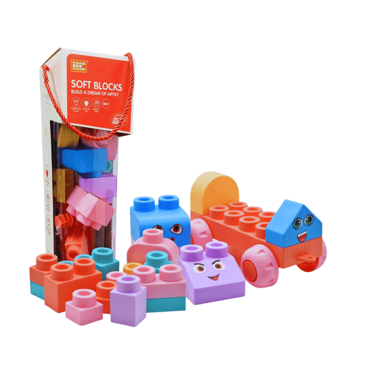 23 - Piece Flexible Block Set – Soft Rubber Building Blocks (3+ Years) - Nesh Kids Store