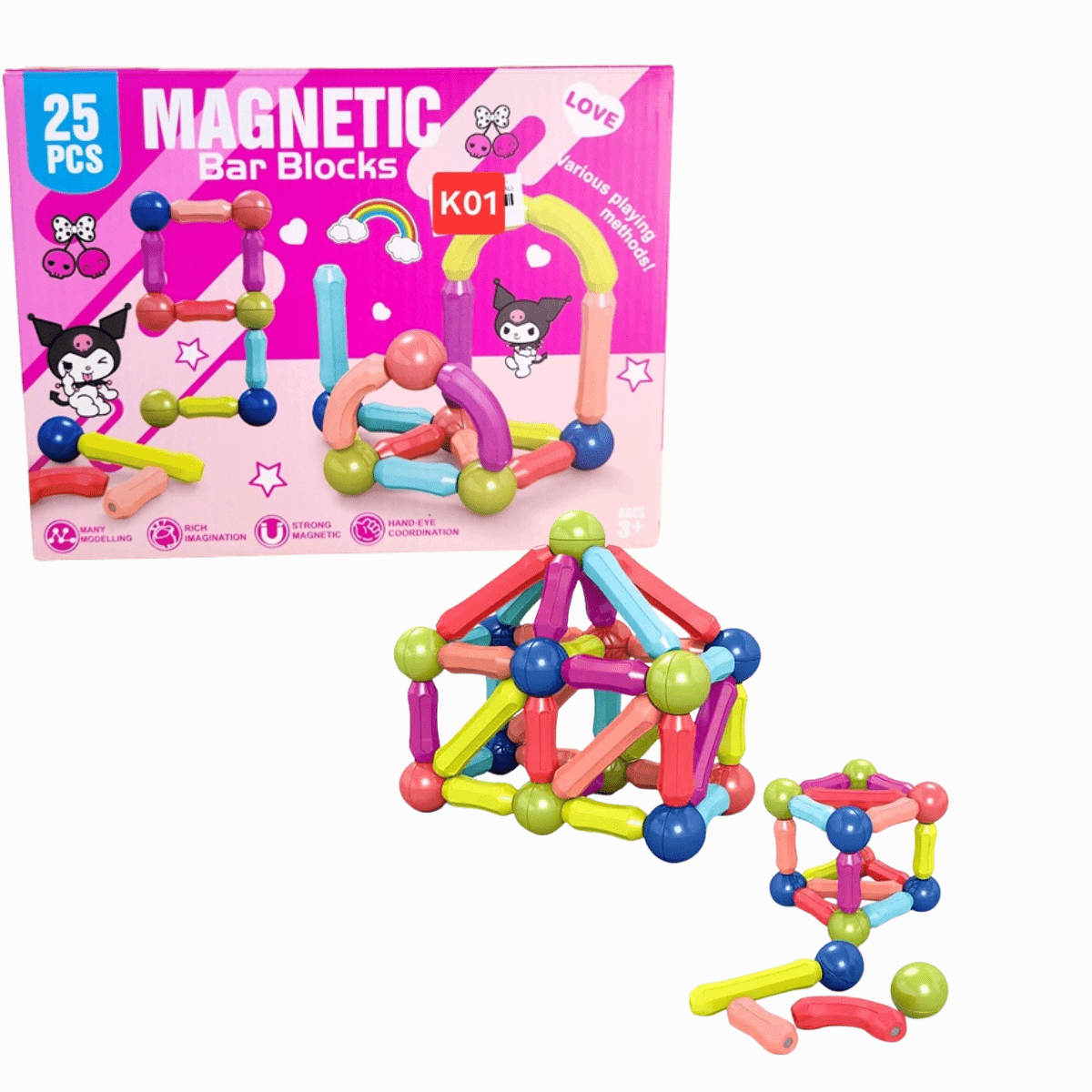 25 - Piece Magnetic Bar Block Set - Nesh Kids Store