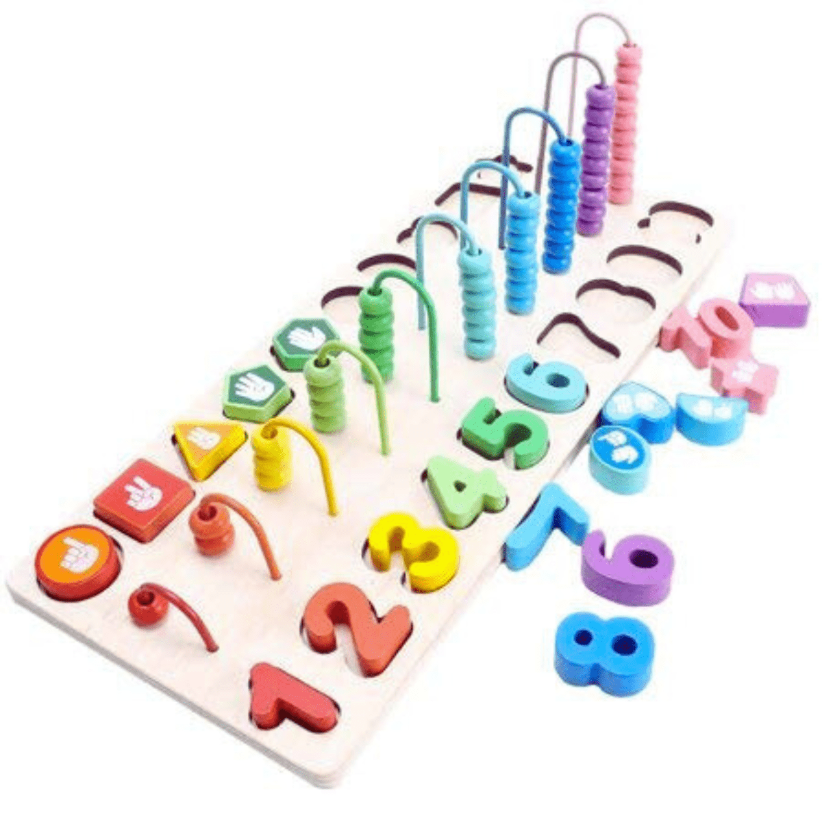 3 in 1 Wooden Abacus, Number and Shapes Puzzle set (3+) - Nesh Kids Store