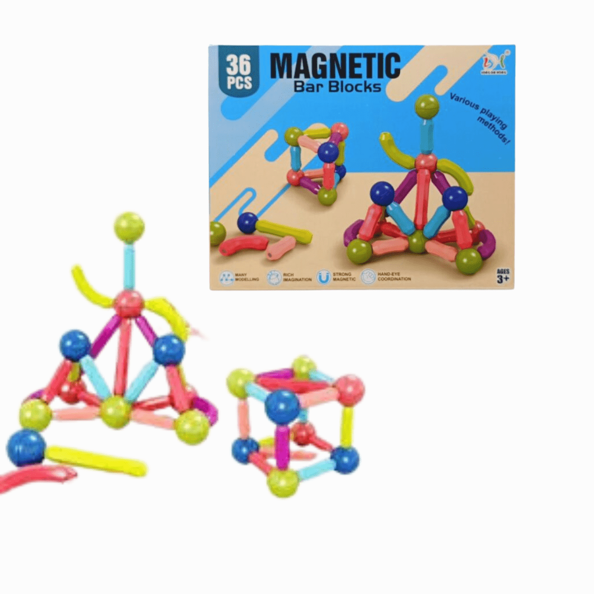 36 - Piece Magnetic Bar Block Set - Nesh Kids Store