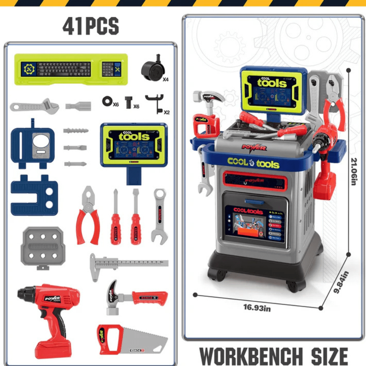 41-Piece Kids Tool Bench with Electric Drill – STEM Workbench Toy (Ages 3+) - Nesh Kids Store