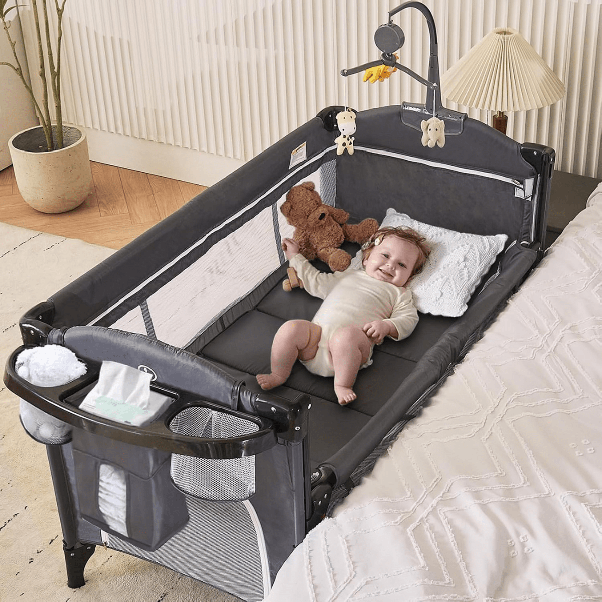 5 - in - 1 Bedside Travel Cot & Play Yard – All - in - One Baby Comfort & Convenience - Nesh Kids Store