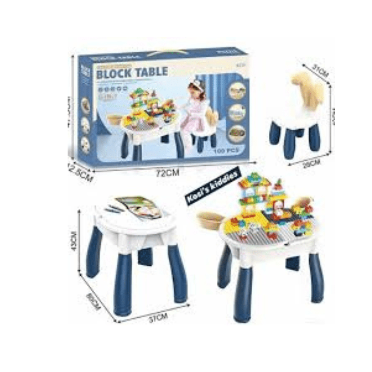6-in-1 Block Table Set with Chair & 109 Blocks (3+) - Nesh Kids Store