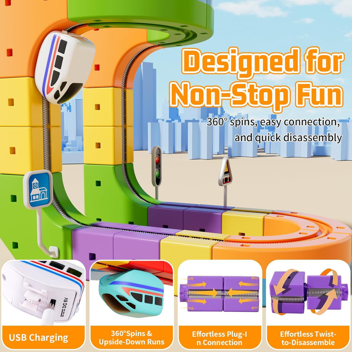 67 PCS KlickRail Electric Train Set – Flexible Race Track for Kids 3+ - Nesh Kids Store