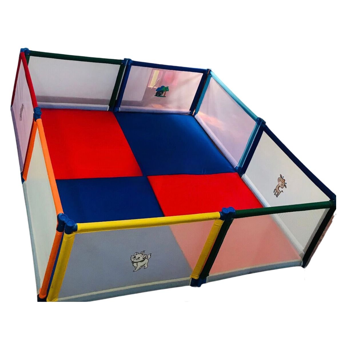 8 Panel Playpen (6.5ft Square Shaped) with Mattress - Nesh Kids Store