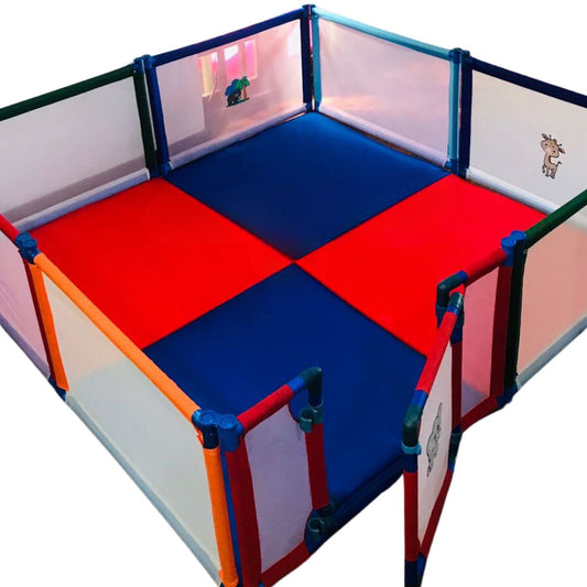 8 Panel Playpen with Gate (6.5ft Square Shaped) with Mattress - Nesh Kids Store