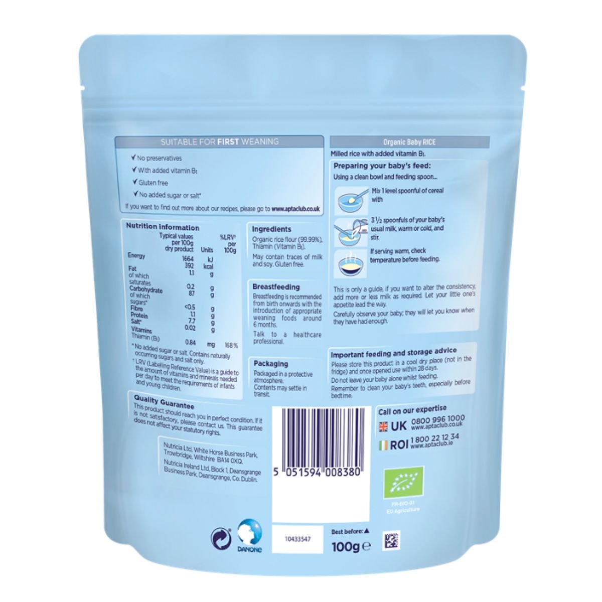Aptamil Organic Baby Rice 100g - Nesh Kids Store