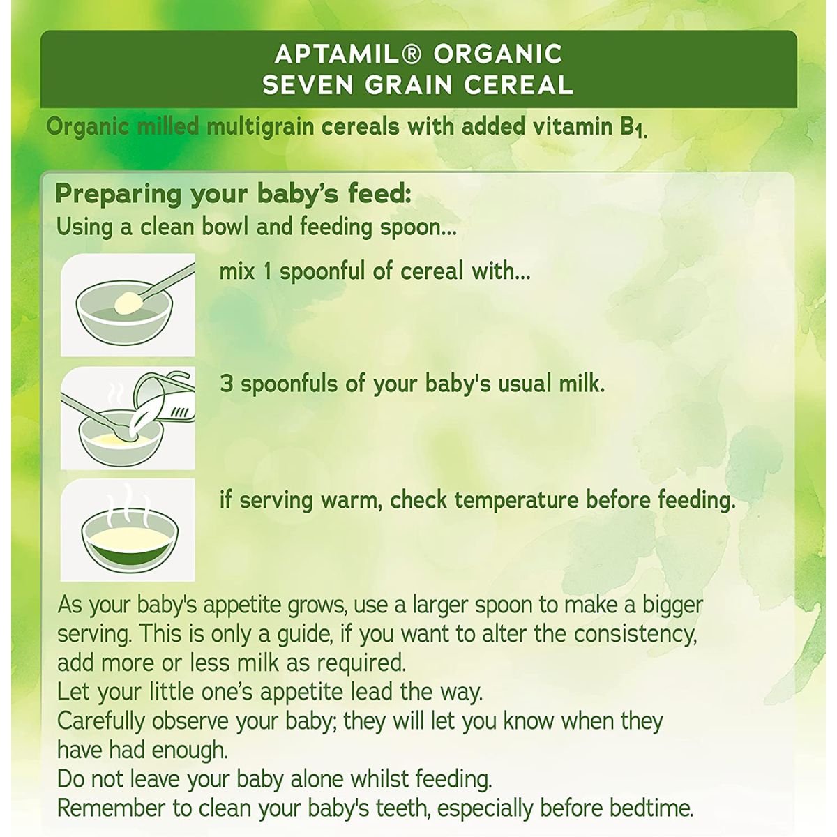 Aptamil Organic Seven Grain Porridge Baby Food Cereal, 7+ Months, 180 g - Nesh Kids Store
