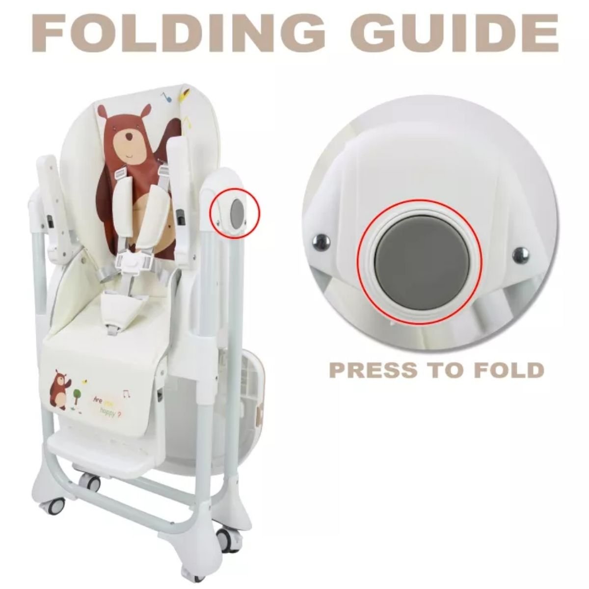 Ari Care Lemon Bear Baby Feeding High Chair (ACE1015-B) - Nesh Kids Store