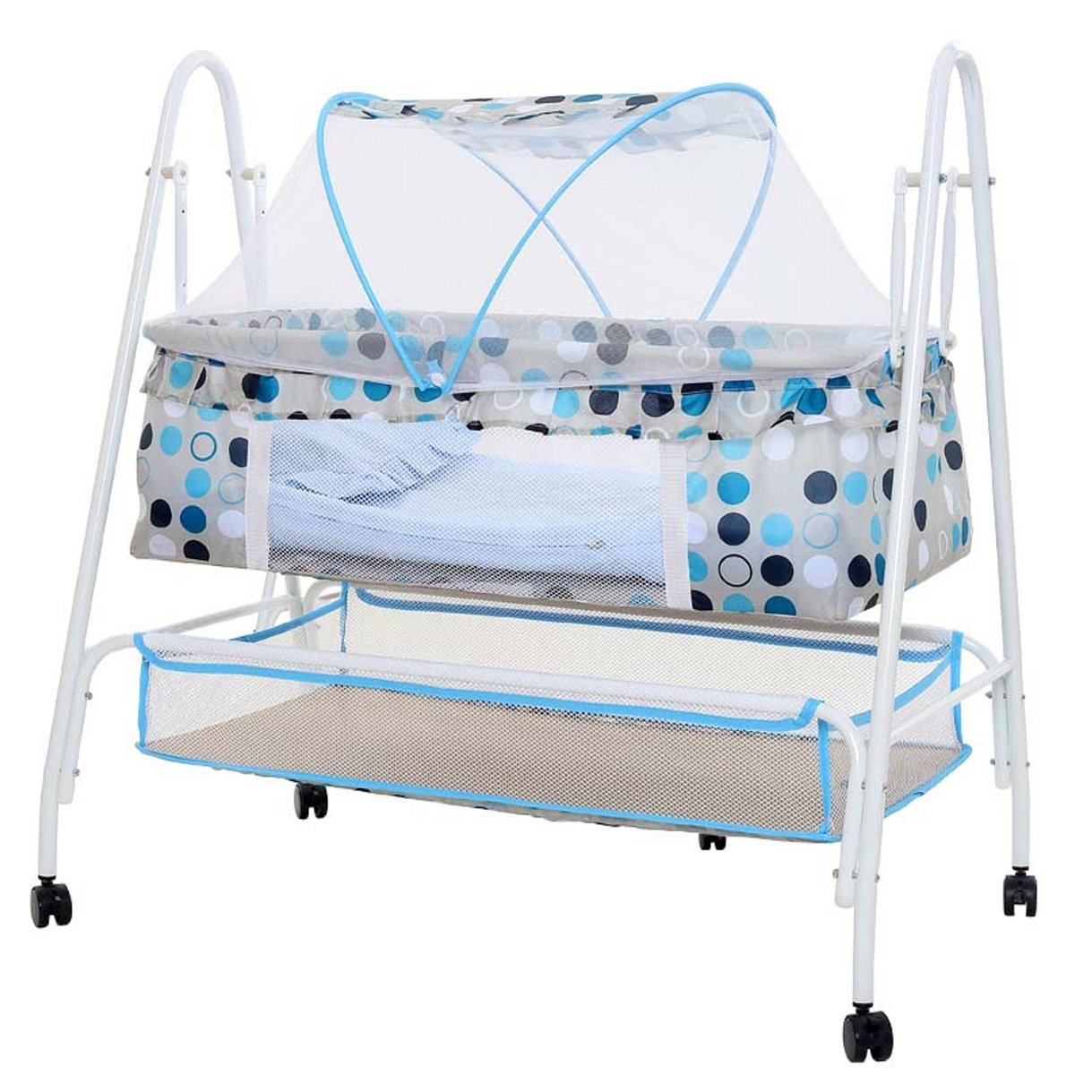 Baby Swinging Crib with Mosquito Net for Newborns (S208) - Nesh Kids Store