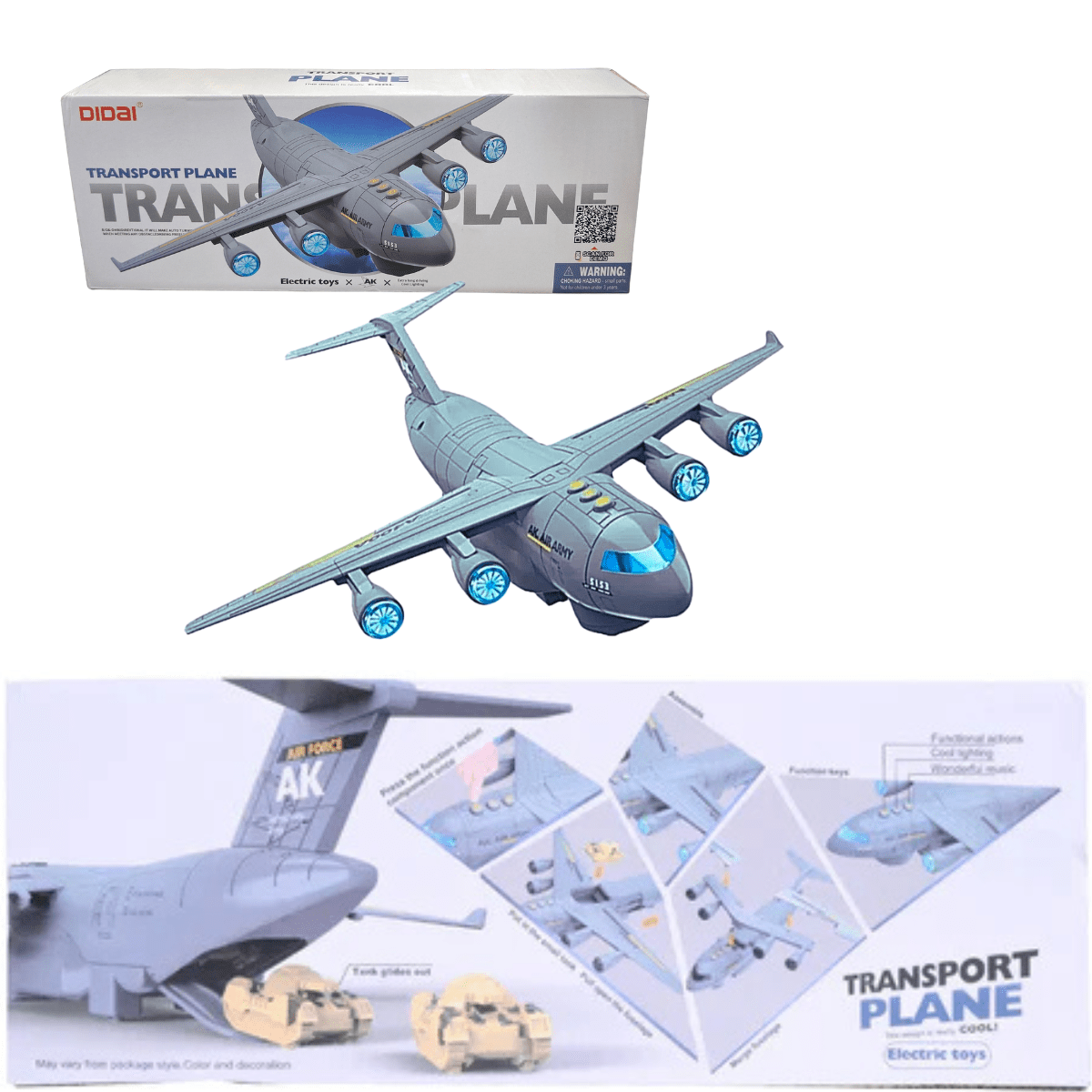 Battery Operated Military Cargo Aircraft Toy – Kids 3+ - Nesh Kids Store