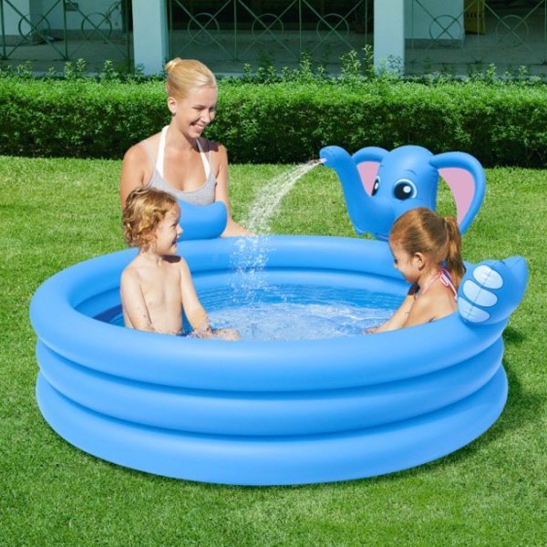 Bestway 3-Ring Elephant Spray Pool - 60 x 60 x 29 Inches - Nesh Kids Store