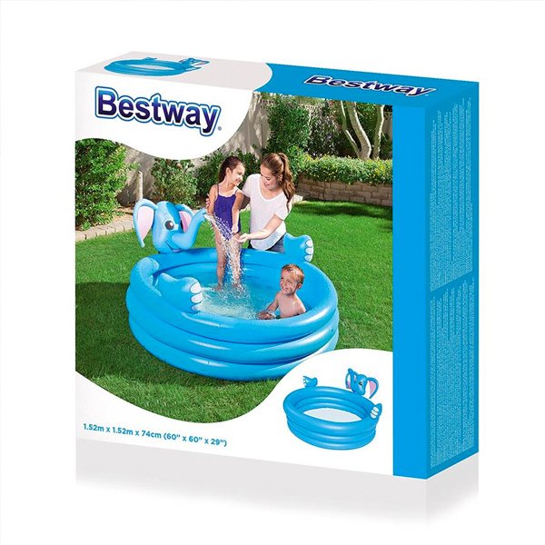 Bestway 3-Ring Elephant Spray Pool - 60 x 60 x 29 Inches - Nesh Kids Store