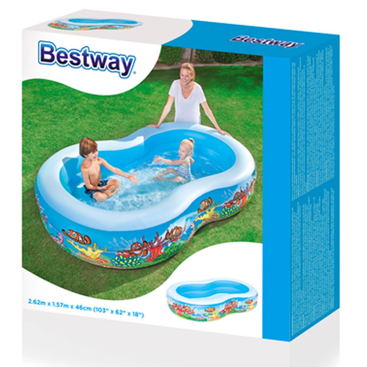 Bestway Inflatable Family Play Pool (2.62m x 1.57m x 46cm) - Nesh Kids Store