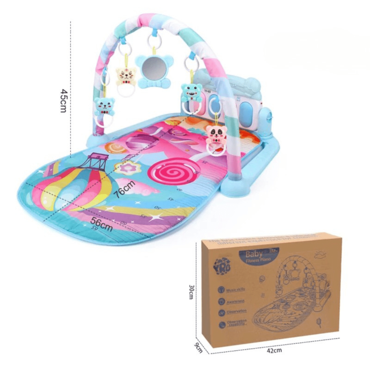 Colorful Baby Play Gym with Piano & Hanging Toys - Nesh Kids Store