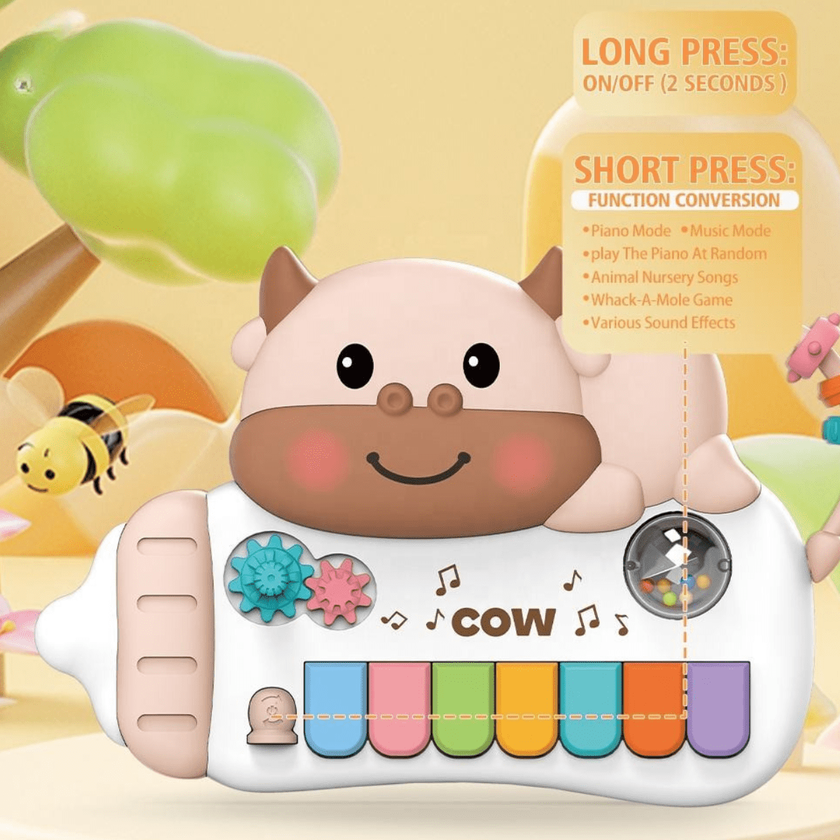 Cow Piano Baby Sensory Keyboard 18m+ - Nesh Kids Store