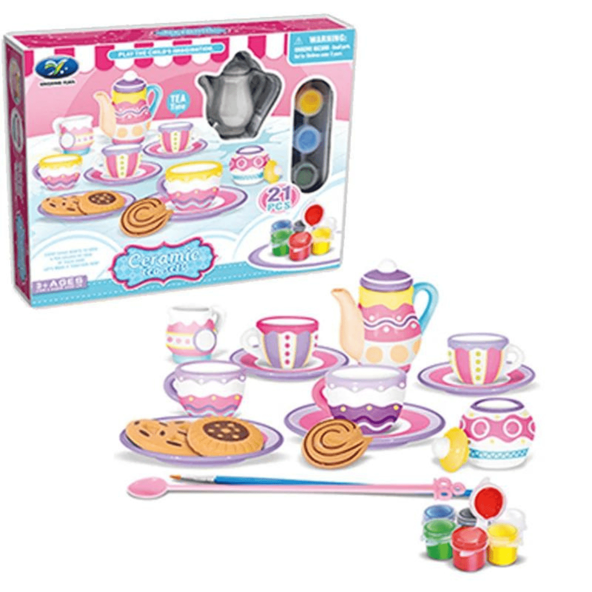 DIY Ceramic Painted Tea Set – 21 Pieces - Nesh Kids Store