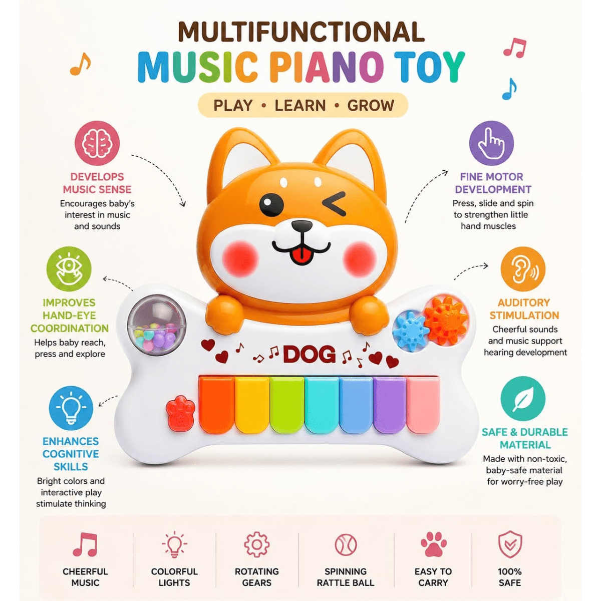 Dog Musical Piano AC8895B - Nesh Kids Store