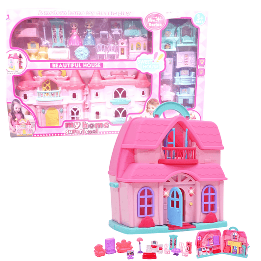 Doll House in Portable Play House Set with Lights 3+ - Nesh Kids Store