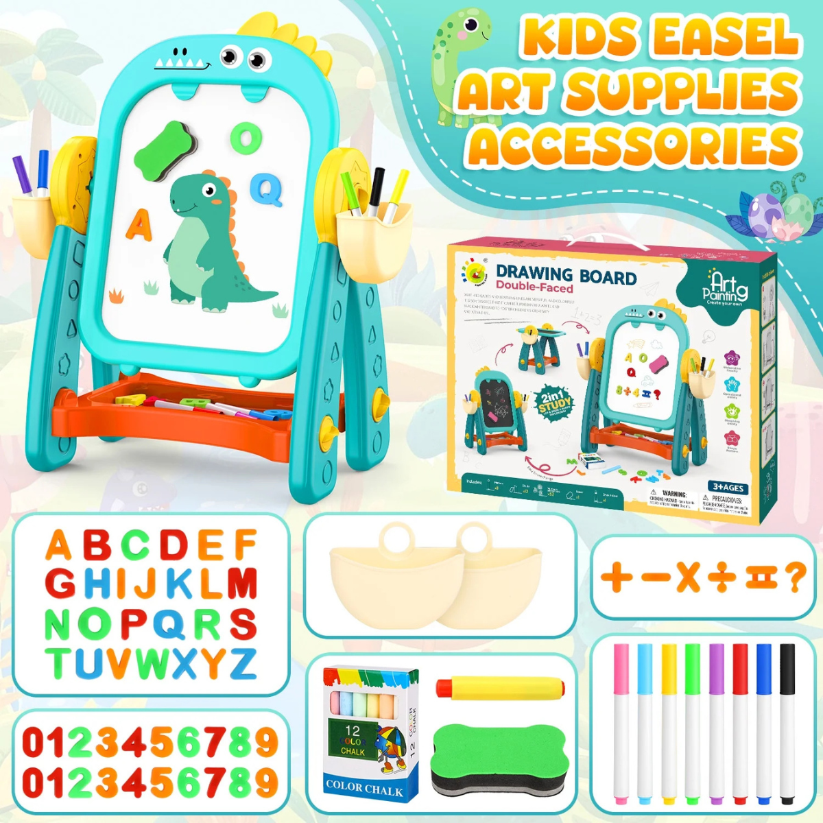 Dual - Side Drawing Board with Stand (48cm x 40cm) - Nesh Kids Store