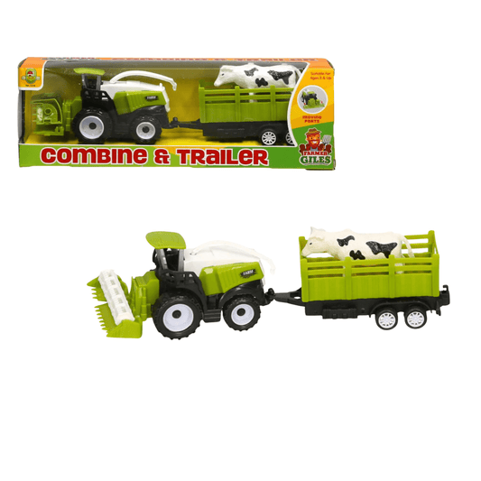 Farmer Giles Combine Harvester & Trailer Toy Set – Cow Edition - Nesh Kids Store