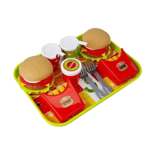 Hamburger and Fries Set with Tray – 3+ Kids Pretend Play Set - Nesh Kids Store