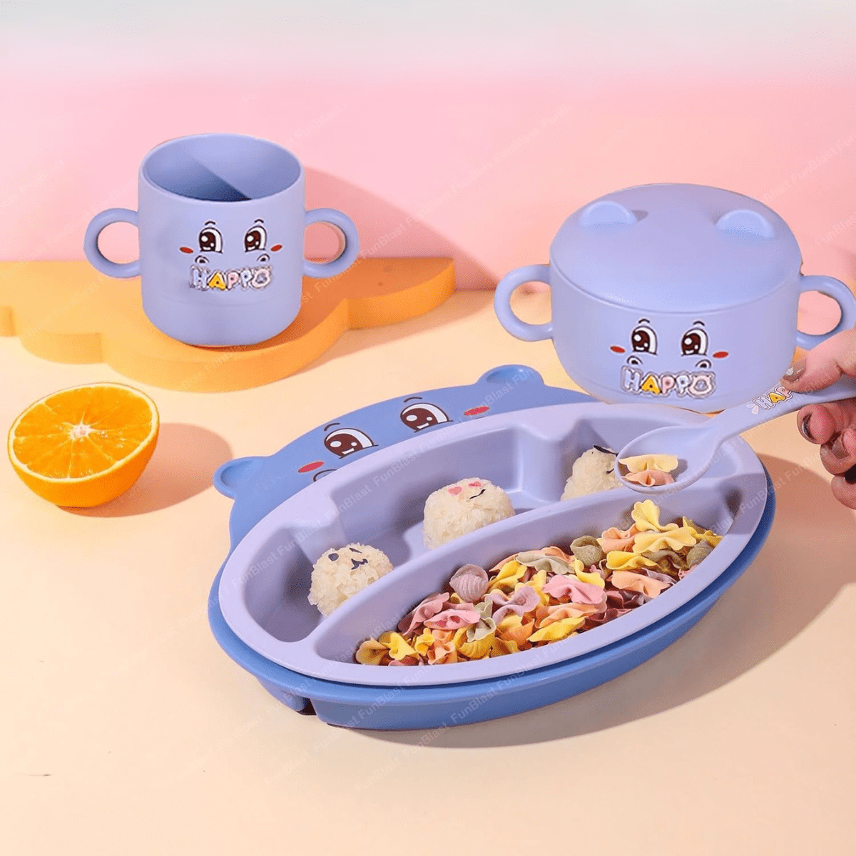 Happy Hippo Bamboo Dinnerware Feeding Set - Nesh Kids Store