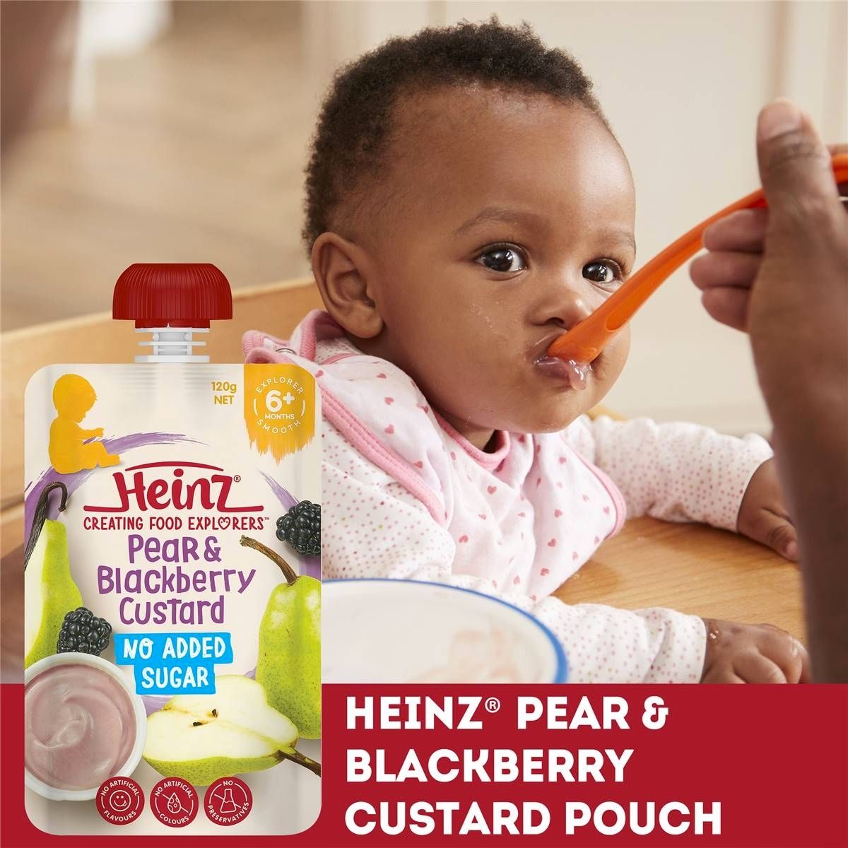 Heinz Pear & Blackberry Custard Baby Food Pouch 6+ Months 120g - Nesh Kids Store